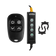 Hardkorr wireless remote dimmer with a four button handset, wired dimmer and two pole clips.