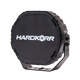 Single Hardkorr XD Series 9 inch LED driving light front right view with its black Hardkorr cover fitted.