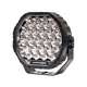 Single Hardkorr XD Series 9 inch LED driving light front right view with LED reflectors and a mounting bracket.