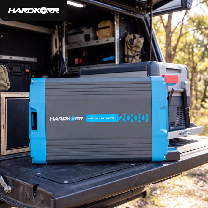 Hardkorr 2000W pure sine wave inverter on a ute tray