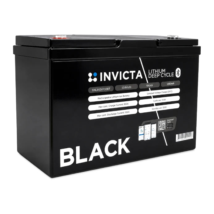 Invicta Black 100Ah 12V lithium battery