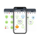 Invicta Xero 100Ah battery app screens showing charge status, voltage, current, capacity and temperature.