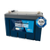 Invicta Xero 100Ah 12V lithium battery with Bluetooth in a front right view with top terminals and TUV SUD tag visible.