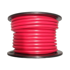 KEY 000 B&S (85mm2) positive battery cable with red insulation wound around a black reel.