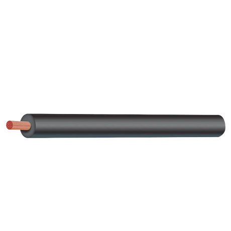 KEY 3.00mm black negative automotive cable with copper strands exposed at one end.