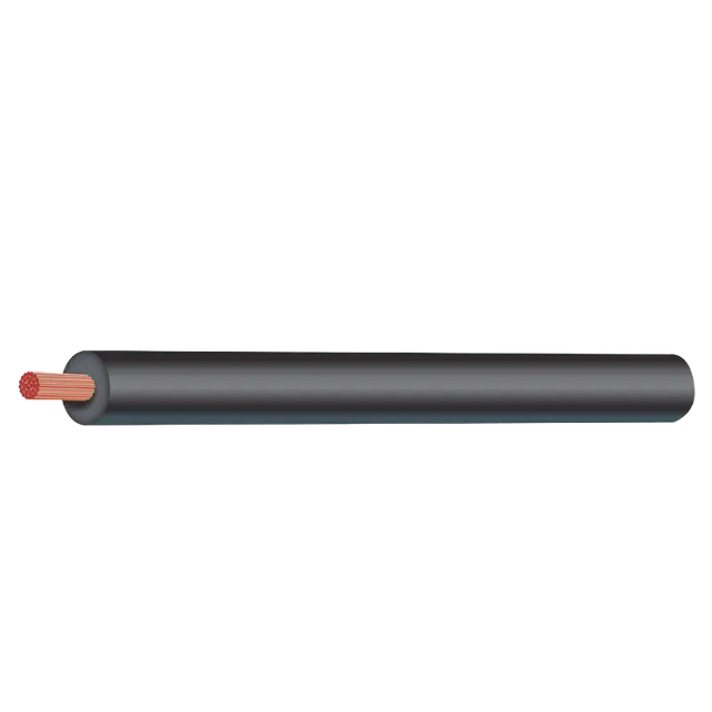 KEY 3.00mm black negative automotive cable with copper strands exposed at one end.
