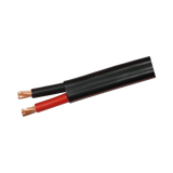 KEY 8 B&S twin core battery cable with red and black insulated wires and exposed copper ends.