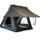 Outback Tourer 1.2 Carbon Fibre Rooftop Tent front left studio view with side window open and rainfly open.