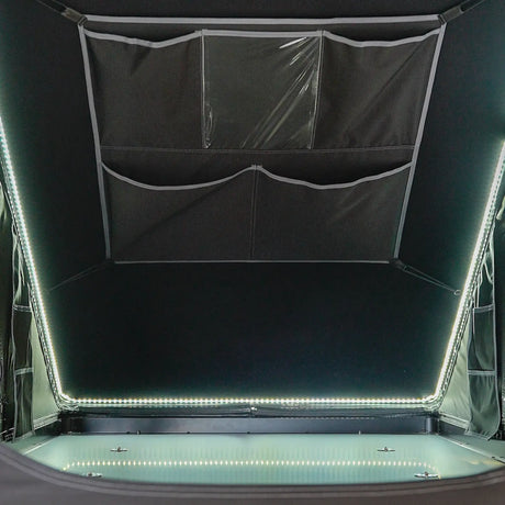 Outback Tourer 1.2 Carbon Fibre Rooftop Tent interior storage pockets above the mattress.