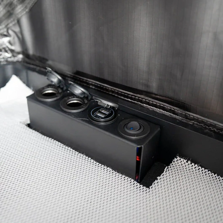 Outback Tourer 1.2 Rooftop Tent interior power panel with usbs, switches and sockets.