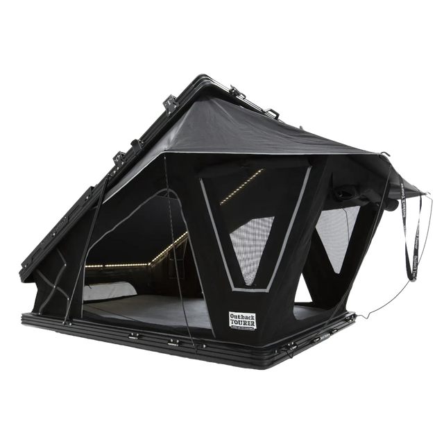 Outback Tourer 1.2 X Plus Rooftop Tent rear left studio view with side window open.