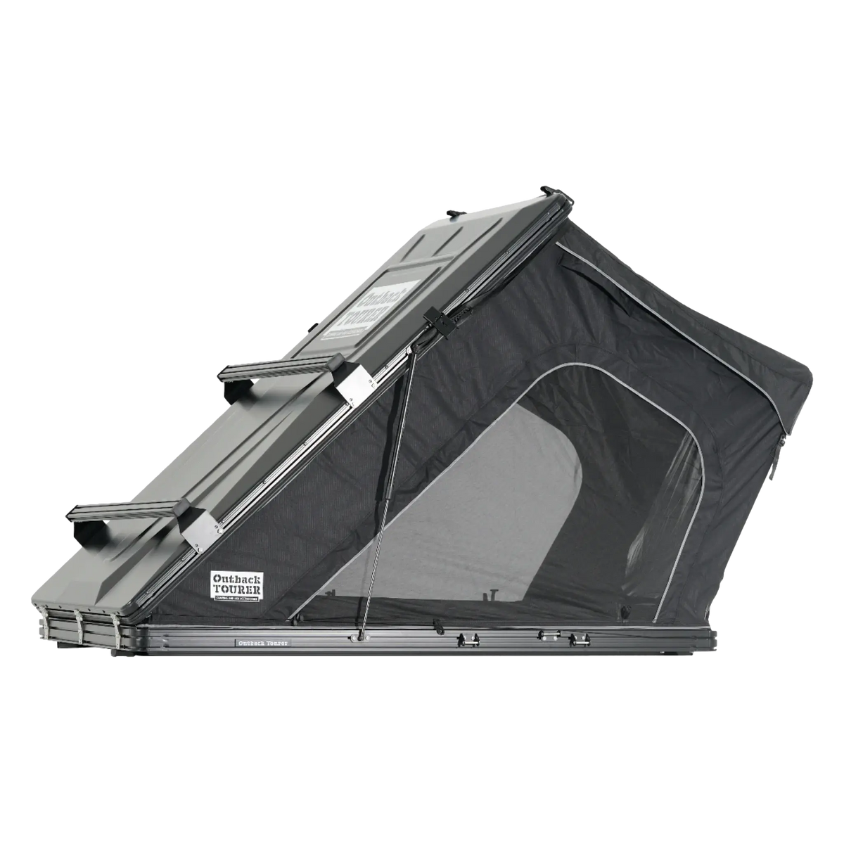 Outback Tourer 1.3 ST Rooftop Tent front right studio view with side window open.