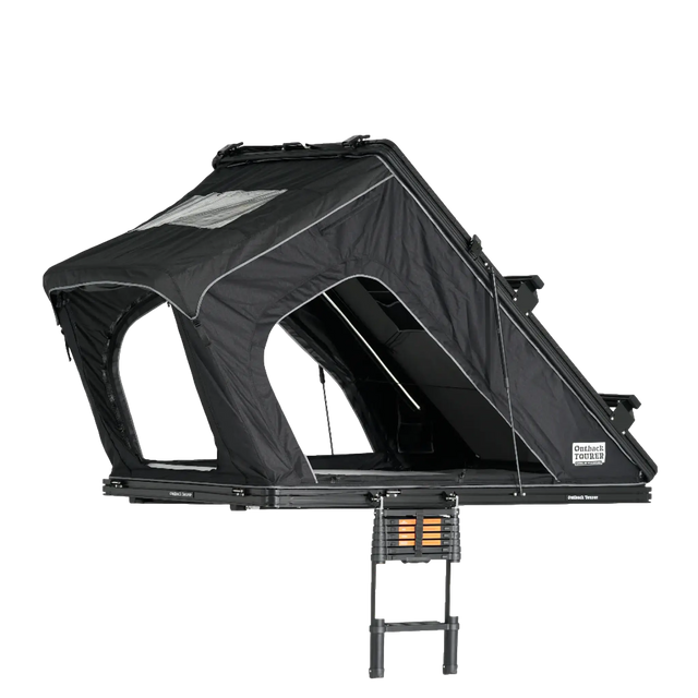 Outback Tourer 1.3 ST Rooftop Tent rear right studio view with ladder and rainfly.