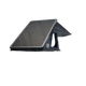 Outback Tourer 1.4 rooftop tent back right view with hard shell lid raised and side window open.