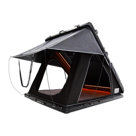 Outback Tourer 1.4 Plus Rooftop Tent rear right studio view with open doorways and rainfly out.