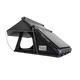 Outback Tourer 1.4 Rooftop Tent front left studio view with a roam gear solar panel and rainfly open.
