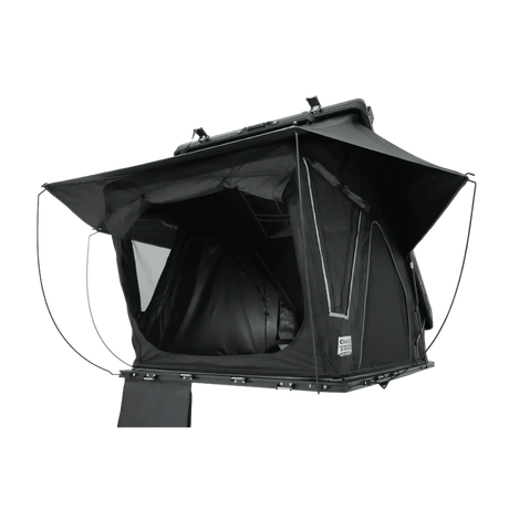 Outback Tourer 1.4 X Rooftop Tent rear right studio view with rainfly extended.