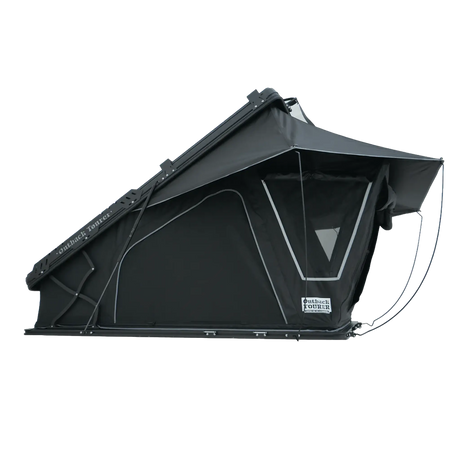Outback Tourer 1.4 X Rooftop Tent side studio view all closed and rainfly open.