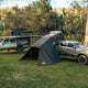Outback Tourer 1.5 Lite Annex front view attached to a ute with the entry canopy open.