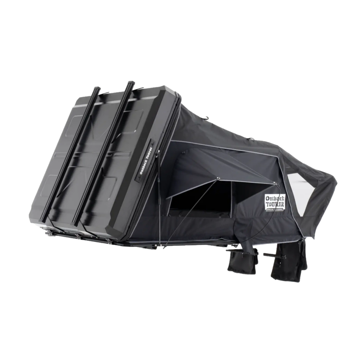 Outback Tourer 1.5 Lite Rooftop Tent back left studio view with shell and side window.