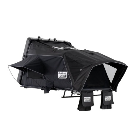 Outback Tourer 1.5 Lite Rooftop Tent front left studio view with rainfly open.