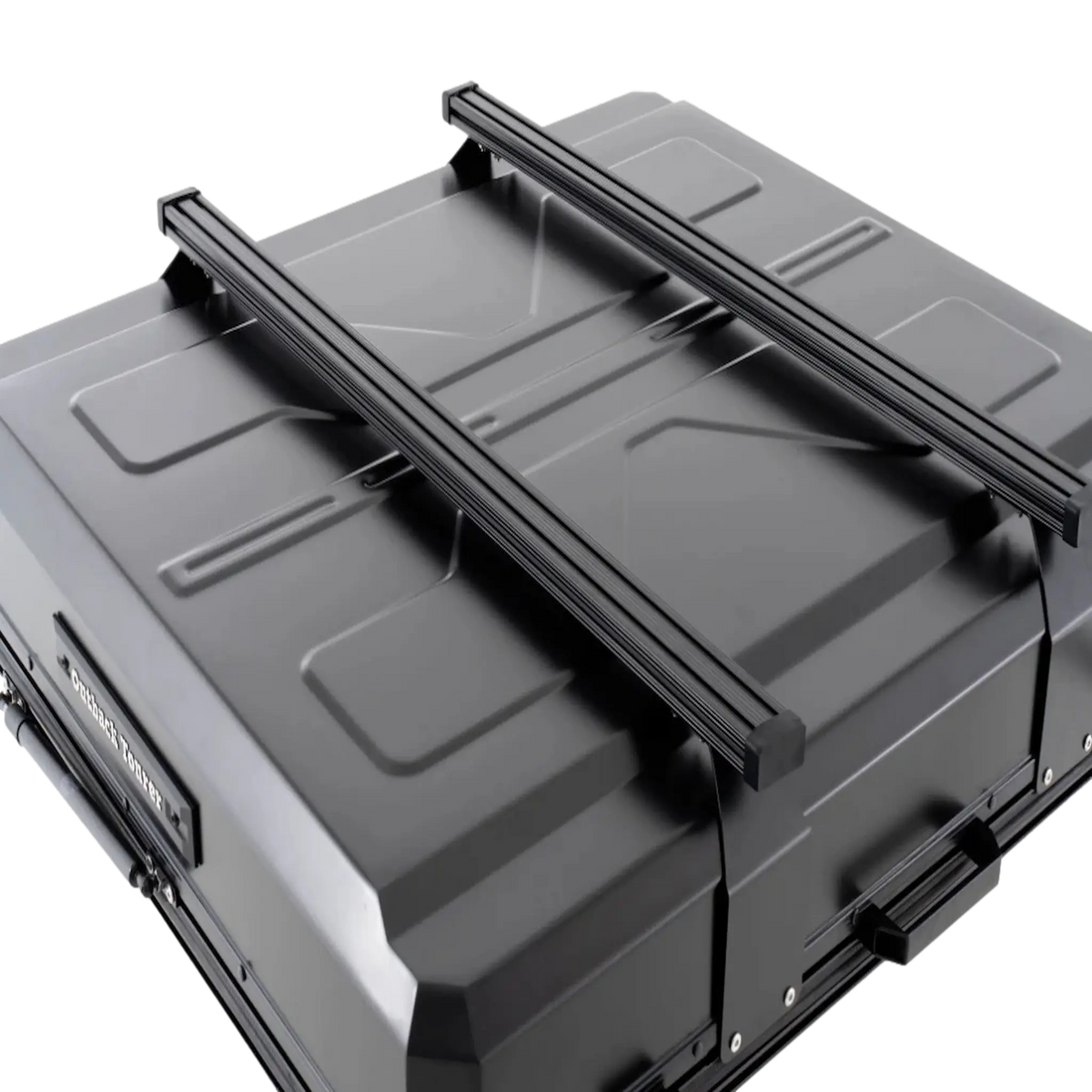 Outback Tourer 1.5 Lite Rooftop Tent shell top detail with two carry rails.
