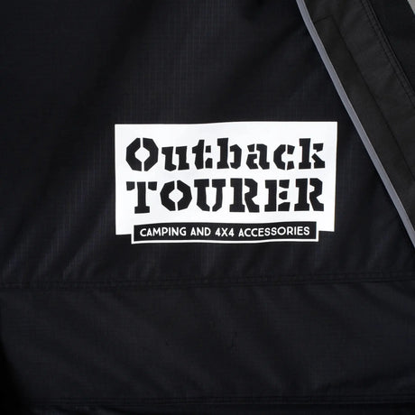 Outback Tourer 1.5 Lite Rooftop Tent logo on the black tent canvas.