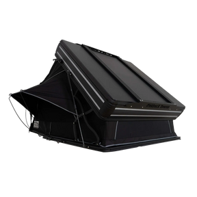 Outback Tourer 1.5 Pro Rooftop Tent open back left studio view with side rainfly.