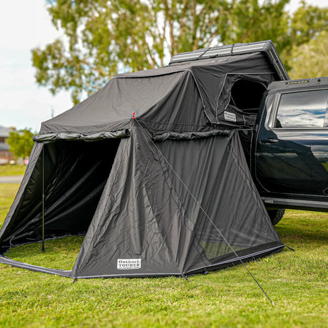 Outback Tourer 1.9 Pro Annex front right view attached to a vehicle with the door open.