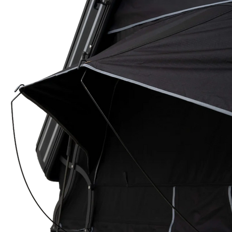 Outback Tourer 1.9 Pro Rooftop Tent rainfly hook beside the open tent wall.