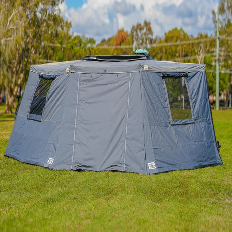 Outback Tourer 180 Full Wall Kit rear exterior view with window panels on both sides.