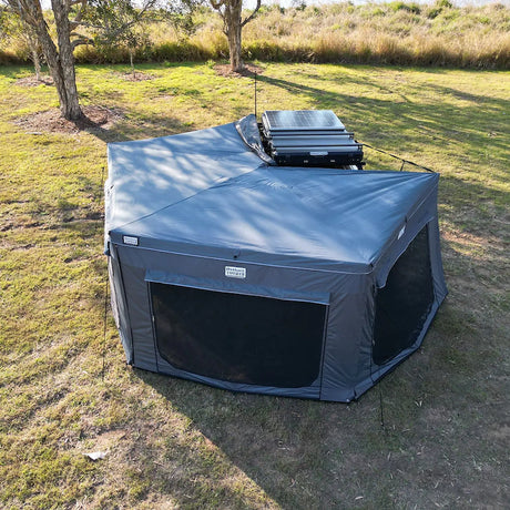 Outback Tourer Passenger Side 270 Full Wall Kit top back view with rear and side mesh panels.