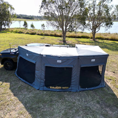 Outback Tourer Passenger Side 270 Plus Full Wall Kit left mesh view with rear entry and side panels visible.