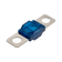 Rekcharge 100A Midi fuse angled view with transparent blue housing and two silver mounting tabs.