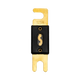 Rekcharge 125A ANL fuse straight top view showing the amperage marking, housing and fork terminals.
