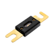 Rekcharge 125A ANL fuse in an angled view with gold fork terminals and black centre housing.