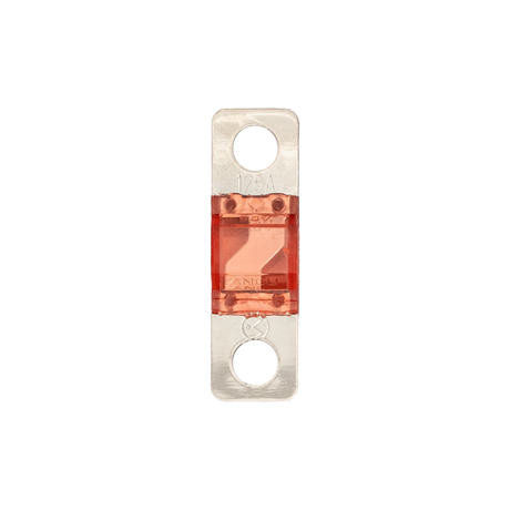 Rekcharge 125A Midi fuse straight top view showing the 125A marking and two circular mounting holes.