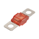 Rekcharge 125A Midi fuse angled view with transparent red housing and two silver mounting tabs.