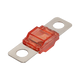 Rekcharge 125A Midi fuse angled view with transparent red housing and two silver mounting tabs.
