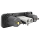 Rekcharge 12V three way flush mount panel angled rear view with threaded sockets and spade terminals.