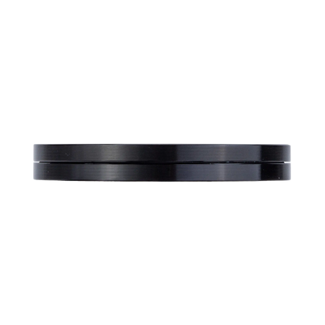 Rekcharge 12V black warm white LED downlight side view of its thin black housing.