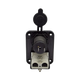 Rekcharge 12V dual flush mount panel rear view with socket terminals and Anderson plug cable entries.