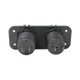 Rekcharge 12V cigarette lighter and twin USB panel rear view with two pairs of spade terminals.