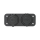 Rekcharge 12V cigarette lighter and twin USB panel front view with both protective caps closed.