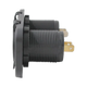 Rekcharge 12V cigarette lighter and twin USB panel side view with threaded bodies and rear terminals.
