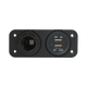 Rekcharge 12V cigarette lighter and twin USB panel front view with both USB ports and the round socket exposed.