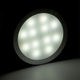 Rekcharge 12V silver cool white LED downlight illuminated with individual LED points visible through the diffuser.