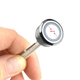 Rekcharge 12V LED touch dimmer switch held in a hand with its 19mm face diameter marked.