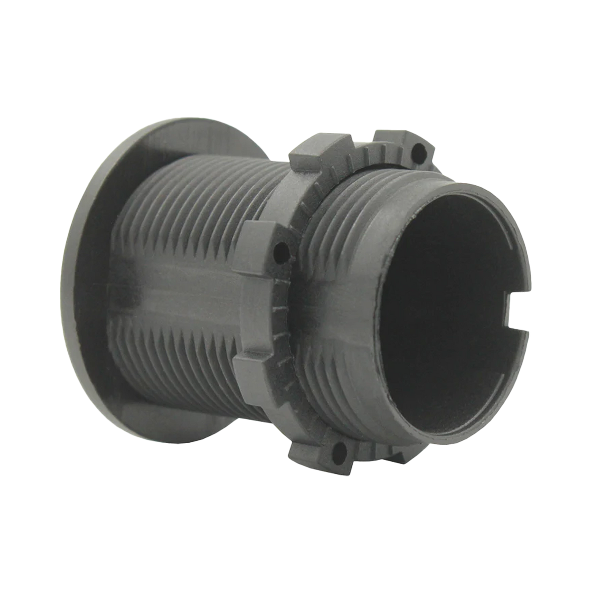 Rekcharge 12V round toggle switch rear view showing the cylindrical opening and threaded body.