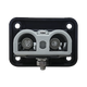 Rekcharge 12V single flush mount panel rear view with the Anderson plug contact barrels and mounting bolt visible.